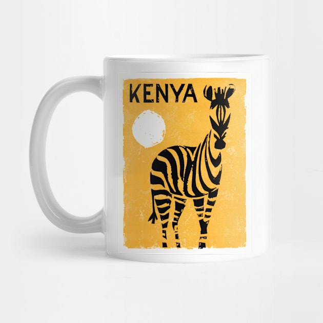 Vintage Travel Poster Kenya Zebra by vintagetreasure